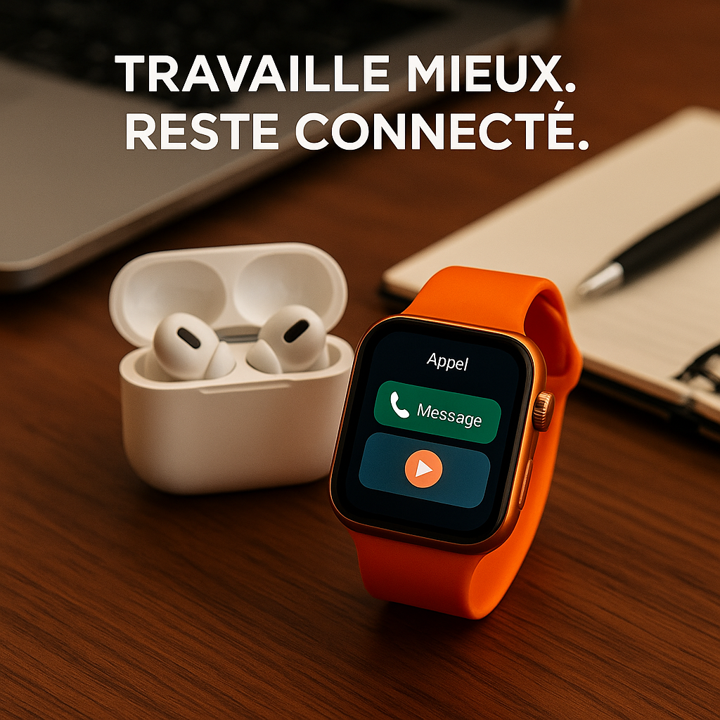Luxe Connect™ – Montre Intelligente Série 10 + Écouteurs Sans Fil ✨ Le combo le plus vendu en Côte d’Ivoire – Paiement à la livraison