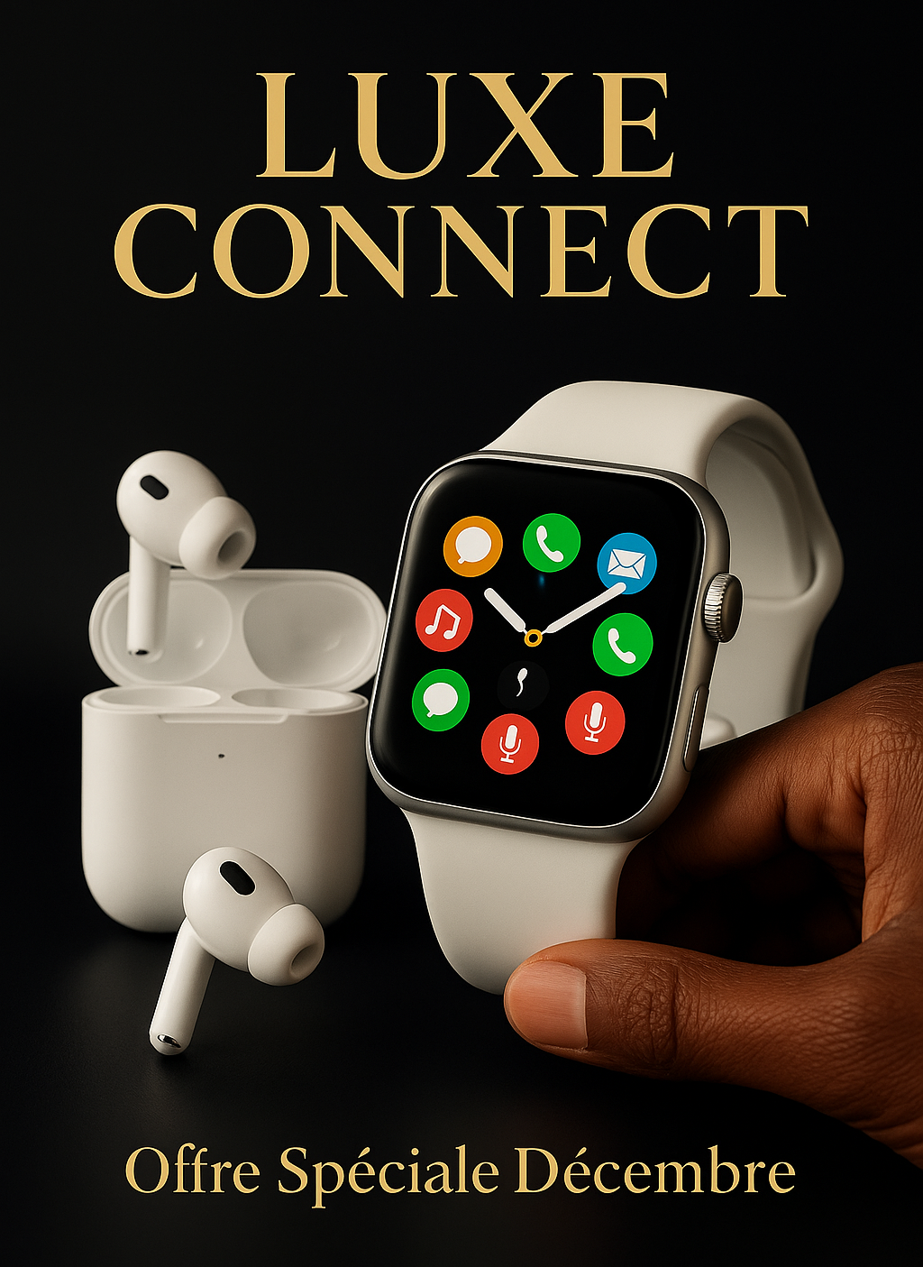 Luxe Connect™ – Montre Intelligente Série 10 + Écouteurs Sans Fil ✨ Le combo le plus vendu en Côte d’Ivoire – Paiement à la livraison