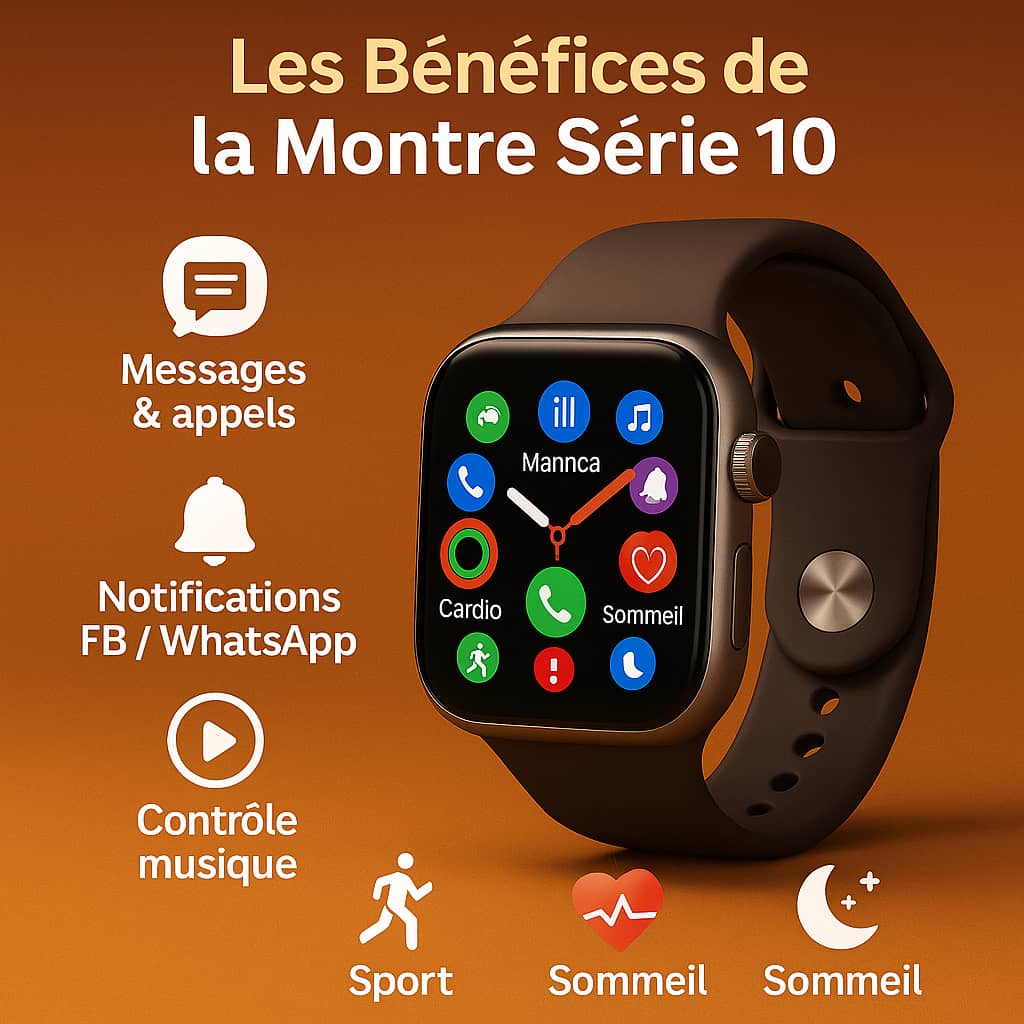Luxe Connect™ – Montre Intelligente Série 10 + Écouteurs Sans Fil ✨ Le combo le plus vendu en Côte d’Ivoire – Paiement à la livraison