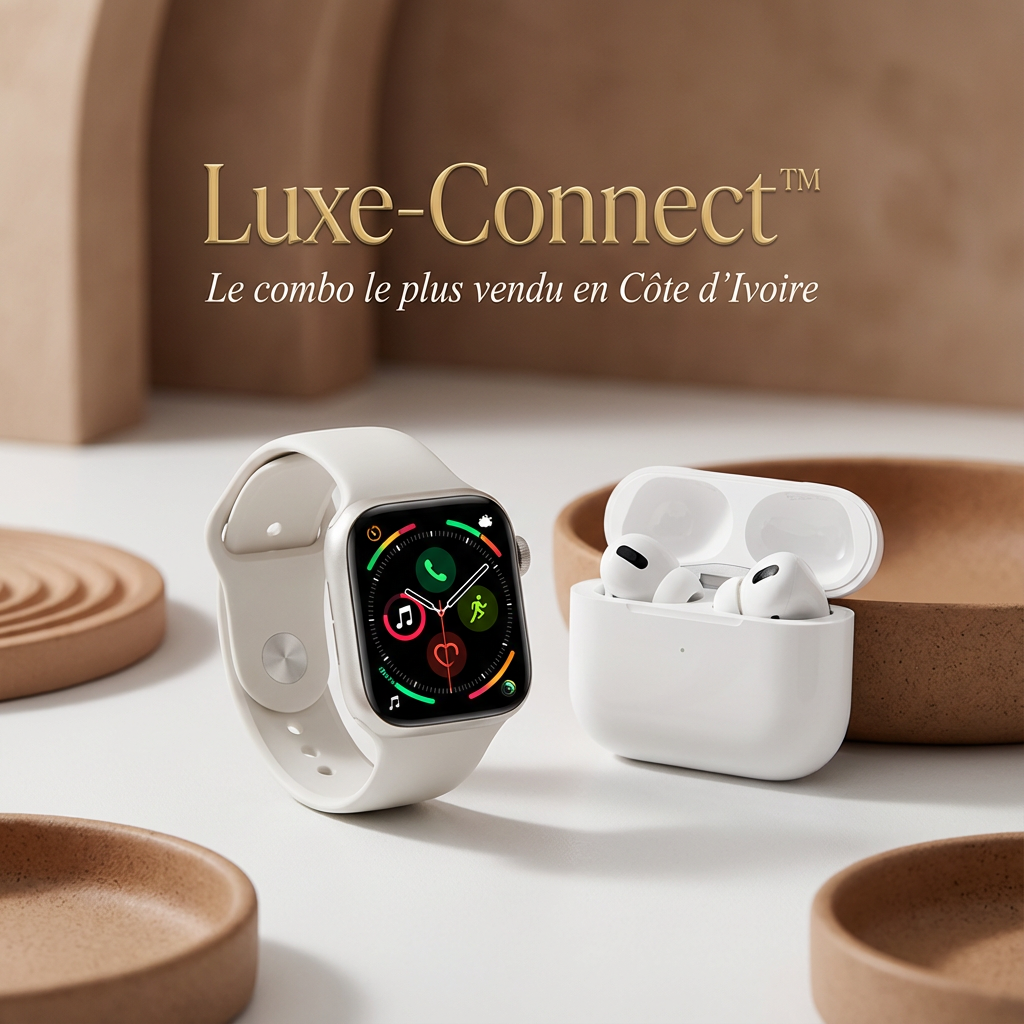 ✨ Luxe Connect™ – Montre Intelligente Série 10 + Écouteurs Sans Fil ✨
🔥 Le duo high-tech le plus vendu en Côte d’Ivoire 🇨🇮